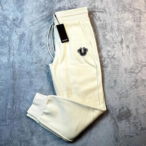 True Religion Mens Logo Core Jogger Sweatpant Size Large Fog Color Draw String